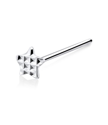 Checked Star Silver Straight Nose Stud NSKA-03b